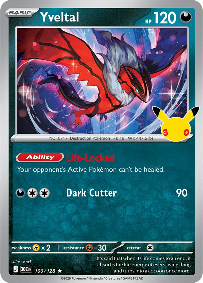 Yveltal 100/128 — 30th Celebration Pokémon card
