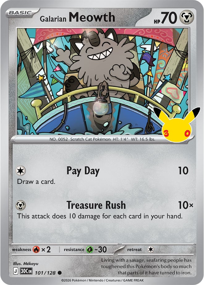 Galarian Meowth 101/128 — 30th Celebration Pokémon card
