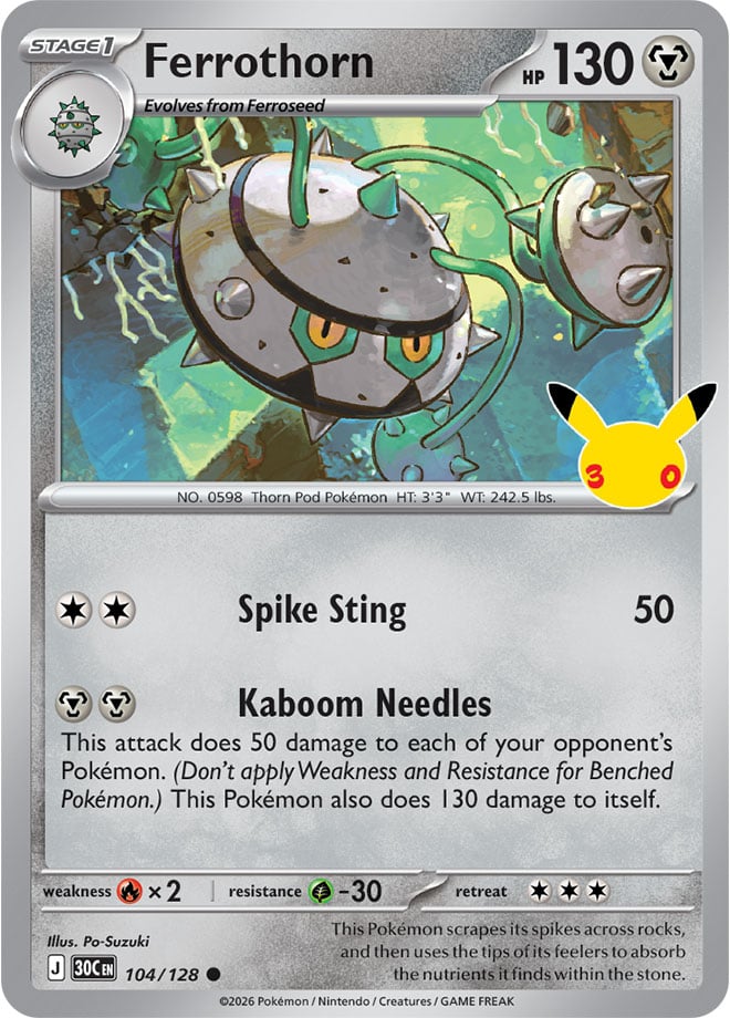 Ferrothorn 104/128 — 30th Celebration Pokémon card