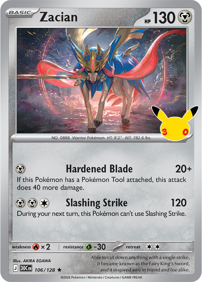 Zacian 106/128 — 30th Celebration Pokémon card