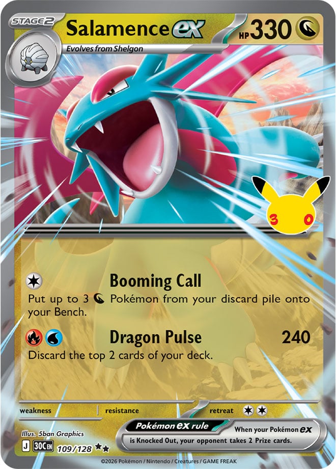 Salamence ex 109/128 — 30th Celebration Pokémon card