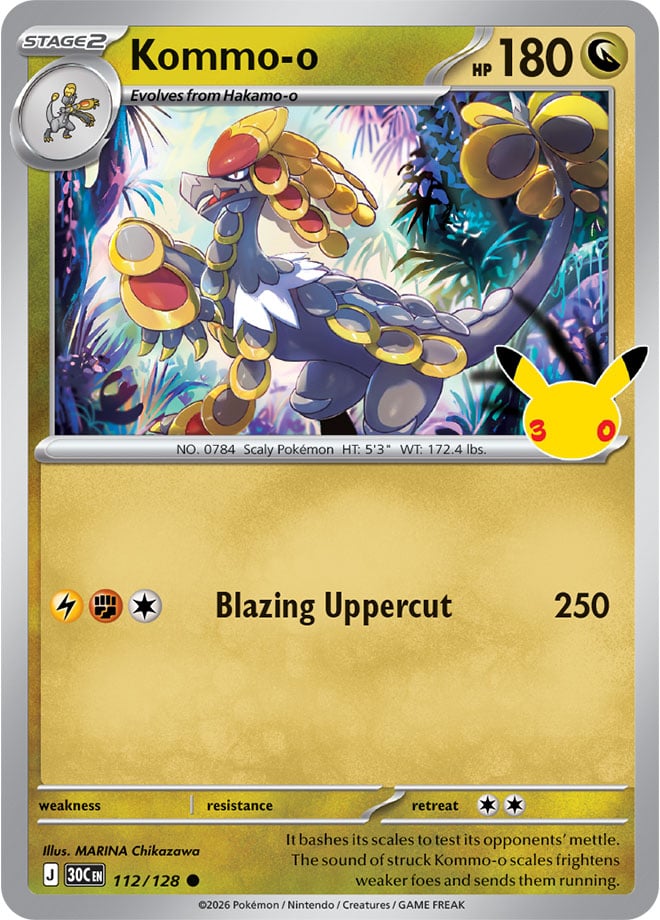 Kommo-o 112/128 — 30th Celebration Pokémon card