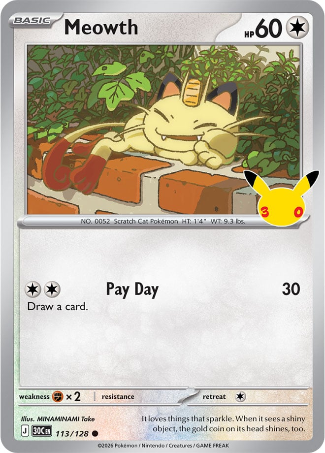 Meowth 113/128 — 30th Celebration Pokémon card