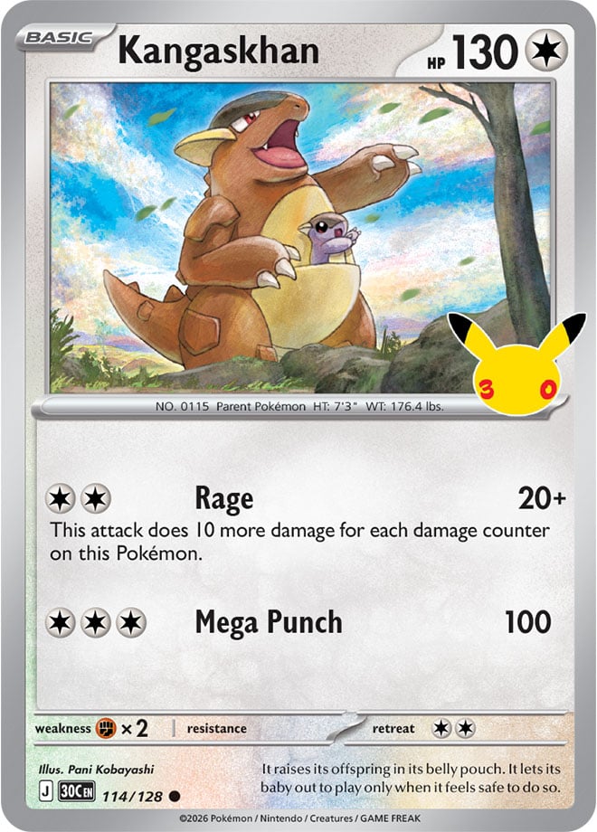 Kangaskhan 114/128 — 30th Celebration Pokémon card