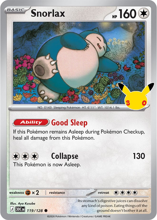Snorlax 119/128 — 30th Celebration Pokémon card