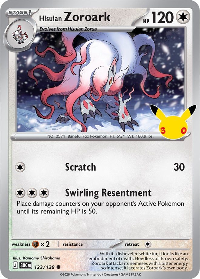 Hisuian Zoroark 123/128 — 30th Celebration Pokémon card