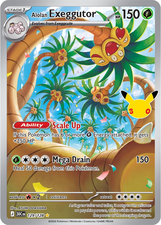 Alolan Exeggutor 129/128 — 30th Celebration Pokémon card