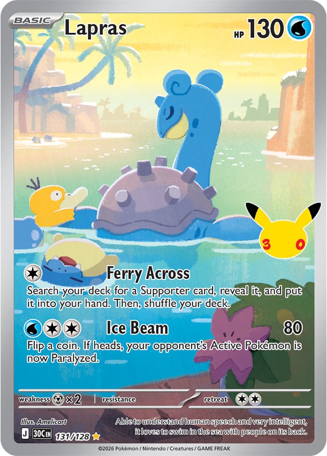 Lapras 131/128 — 30th Celebration Pokémon card