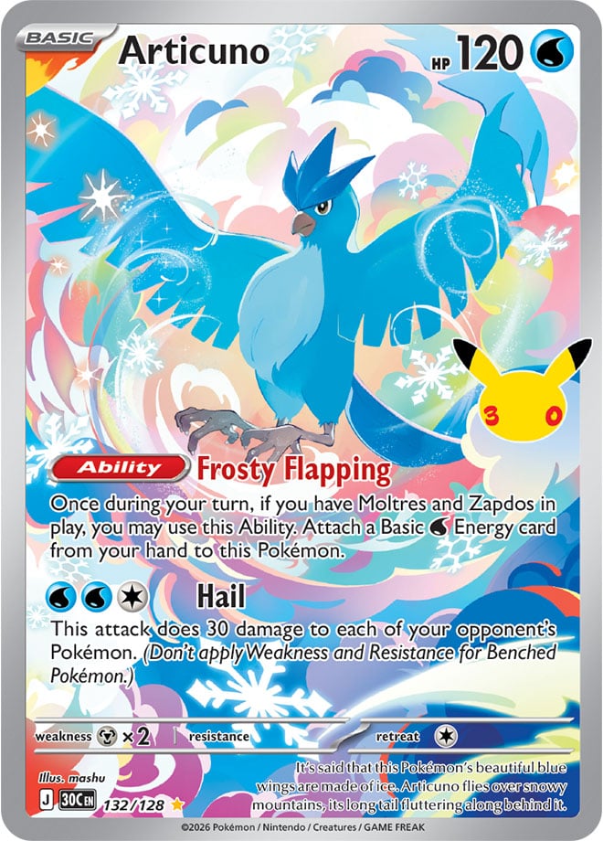 Articuno 132/128 — 30th Celebration Pokémon card
