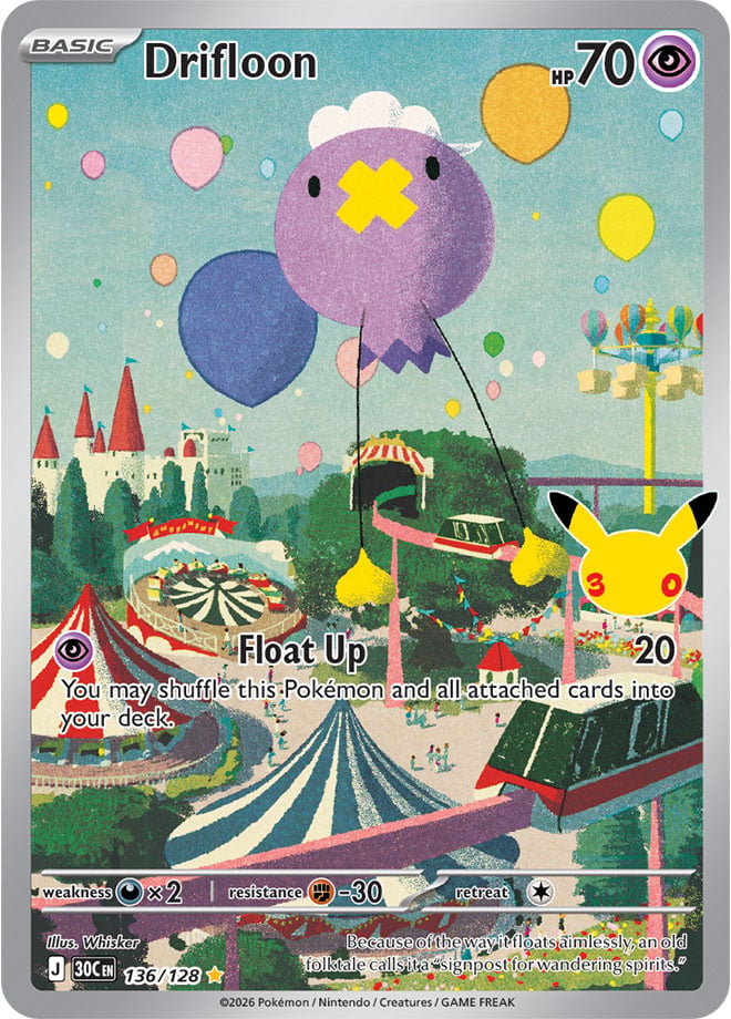 Drifloon 136/128 — 30th Celebration Pokémon card