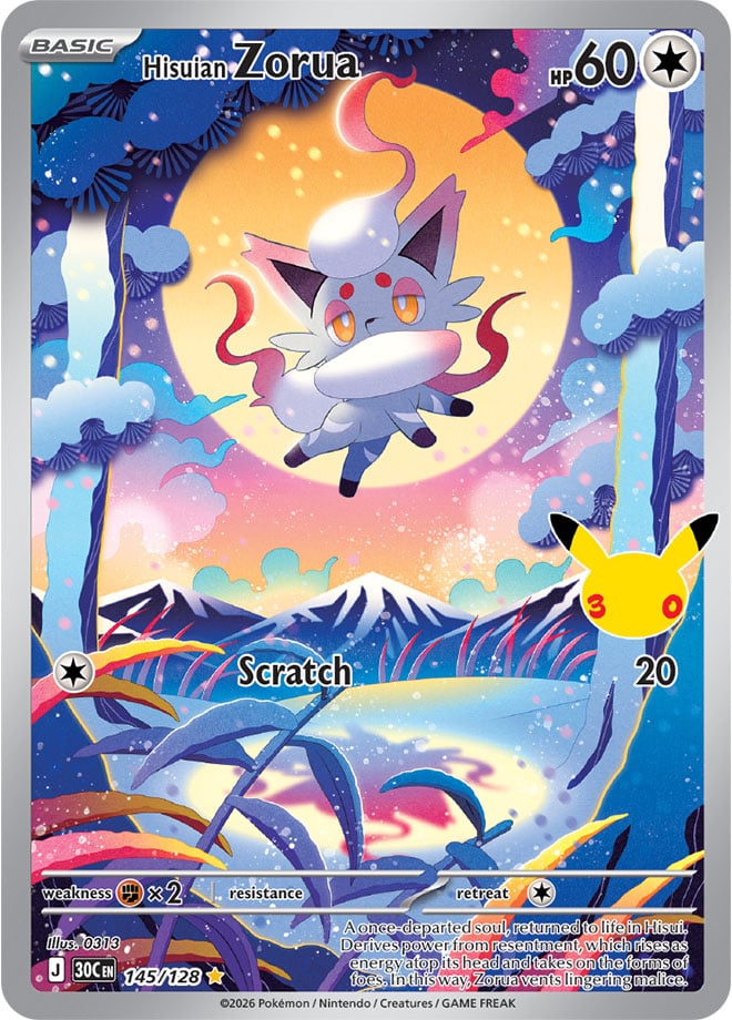 Hisuian Zorua 145/128 — 30th Celebration Pokémon card