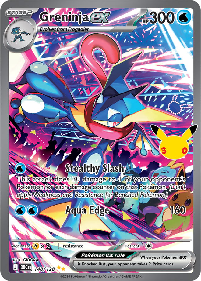 Greninja ex 148/128 — 30th Celebration Pokémon card
