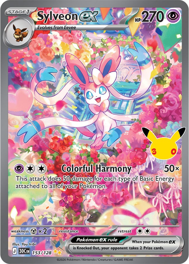 Sylveon ex 153/128 — 30th Celebration Pokémon card
