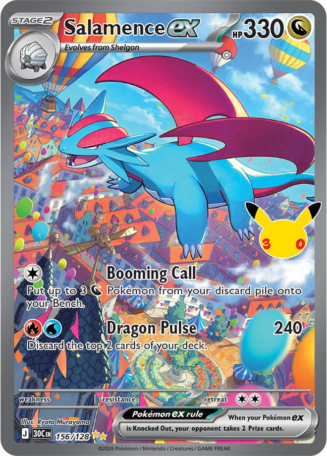 Salamence ex 156/128 — 30th Celebration Pokémon card