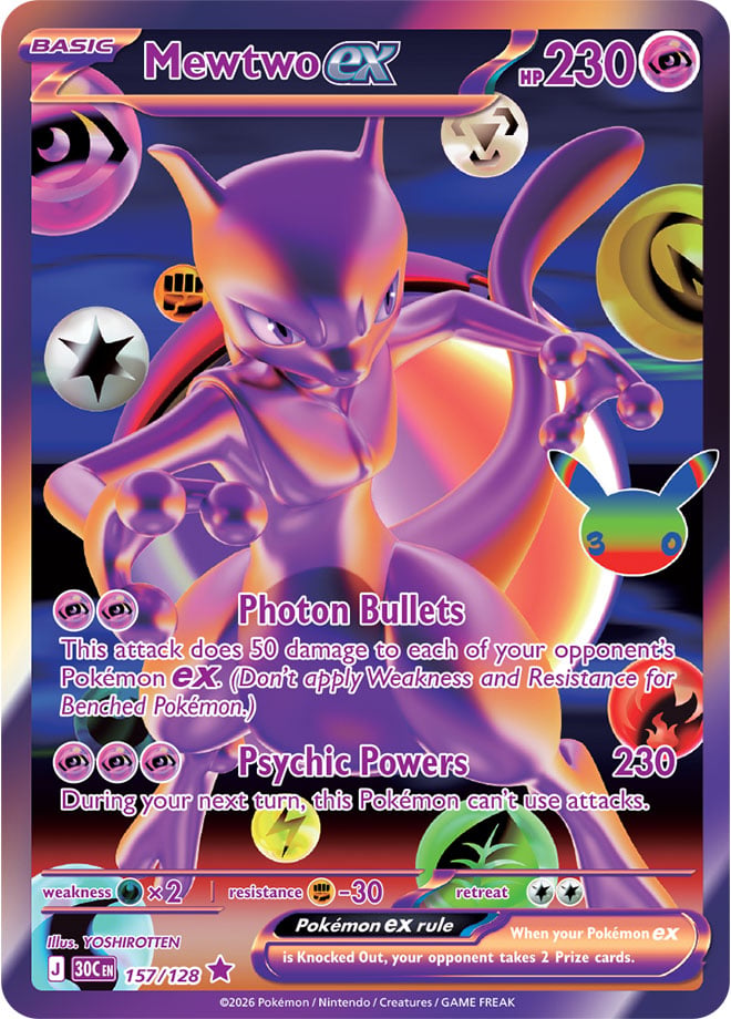 Mewtwo ex 157/128 — 30th Celebration Pokémon card