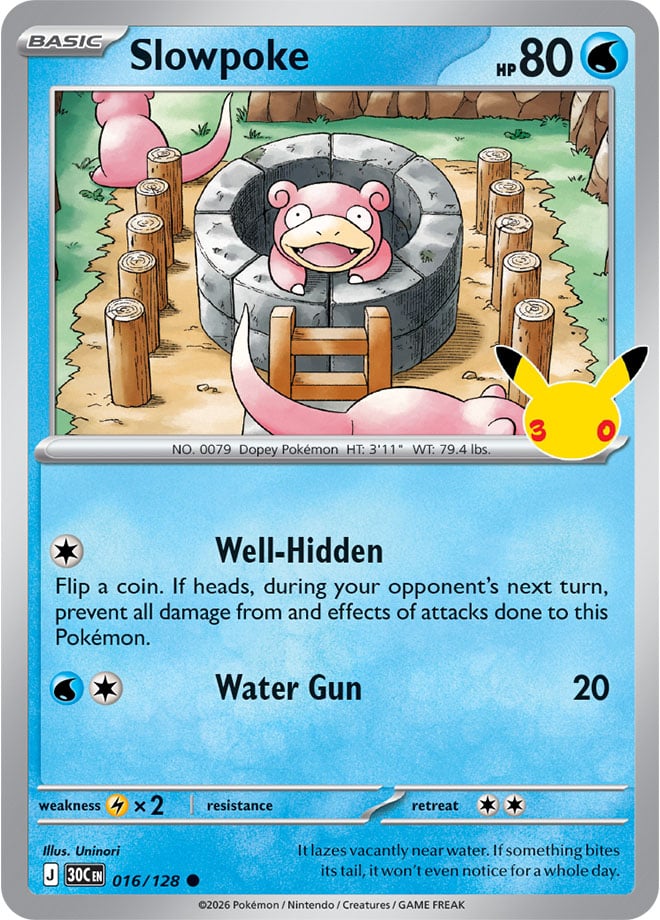 Slowpoke 16/128 — 30th Celebration Pokémon card