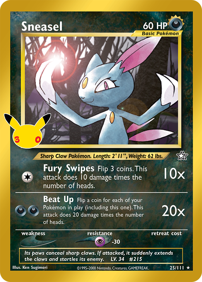 Sneasel 168/128 — 30th Celebration Pokémon card