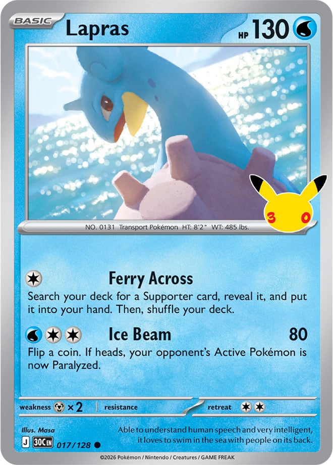 Lapras 17/128 — 30th Celebration Pokémon card