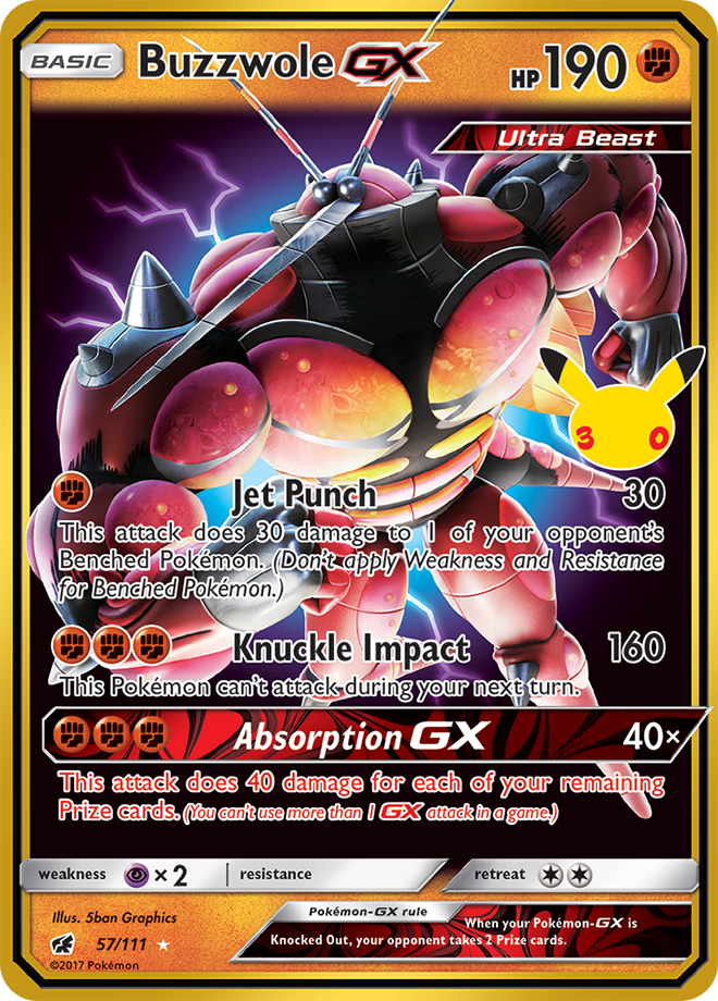 Buzzwole-GX 174/128 — 30th Celebration Pokémon card
