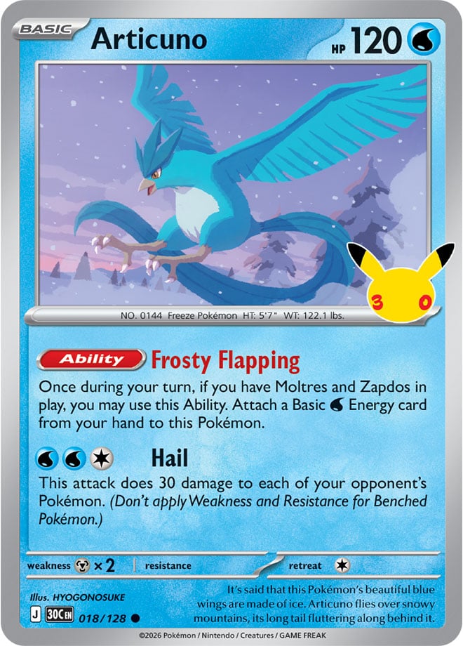 Articuno 18/128 — 30th Celebration Pokémon card