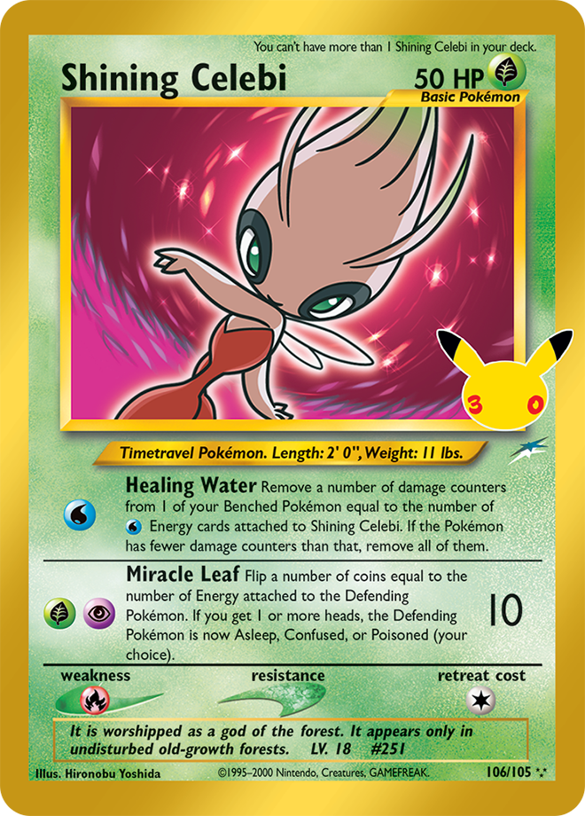 Shining Celebi 185/128 — 30th Celebration Pokémon card
