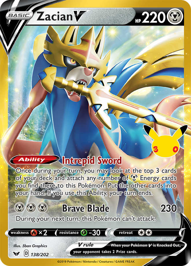 Zacian V 189/128 — 30th Celebration Pokémon card
