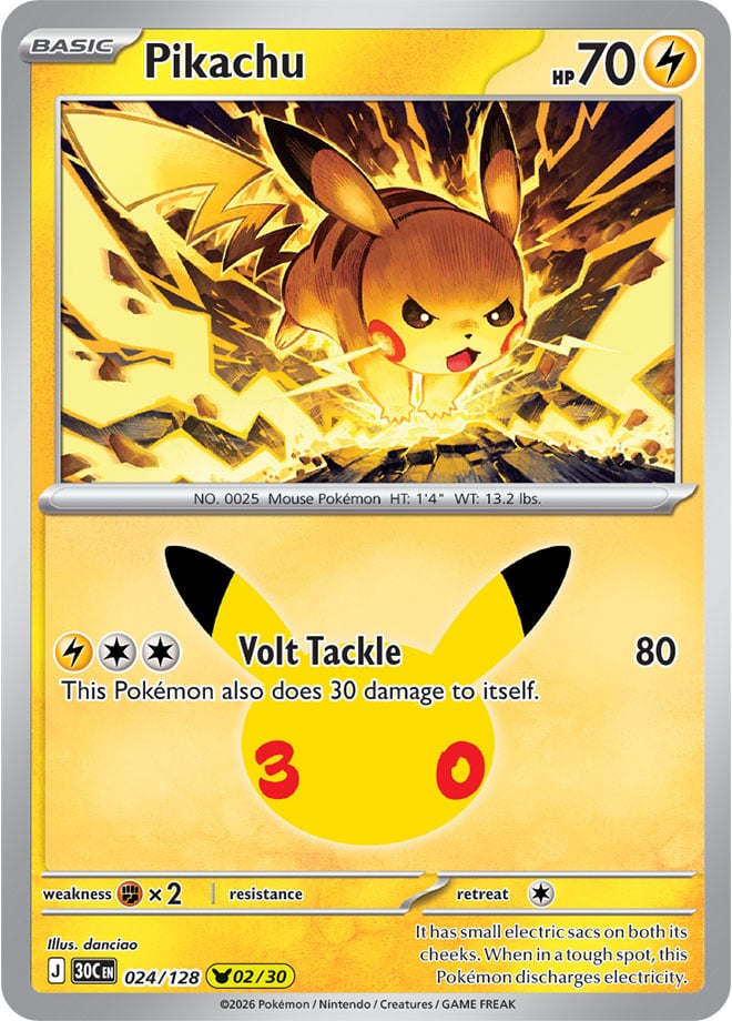 Pikachu 24/128 — 30th Celebration Pokémon card