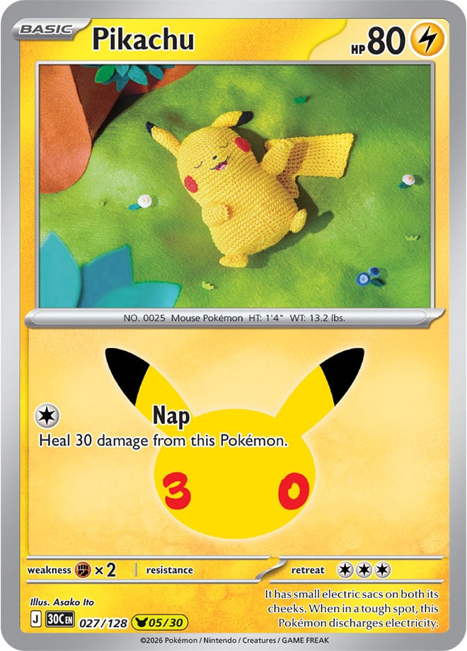 Pikachu 27/128 — 30th Celebration Pokémon card