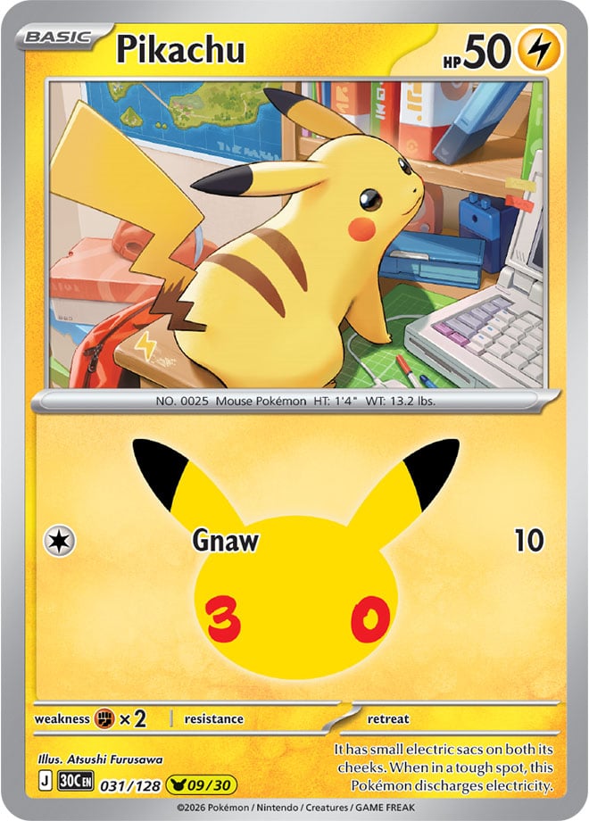 Pikachu 31/128 — 30th Celebration Pokémon card