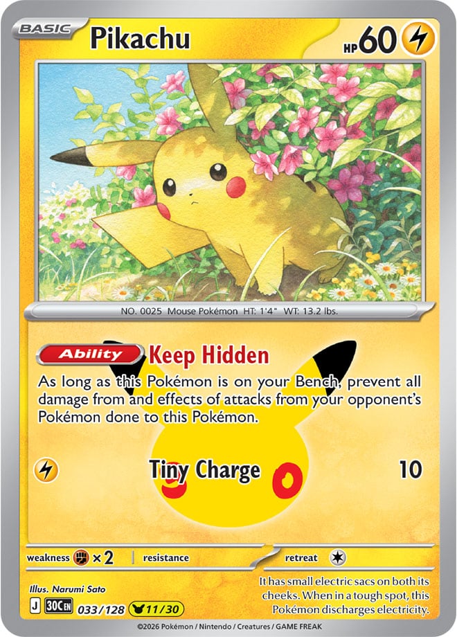 Pikachu 33/128 — 30th Celebration Pokémon card