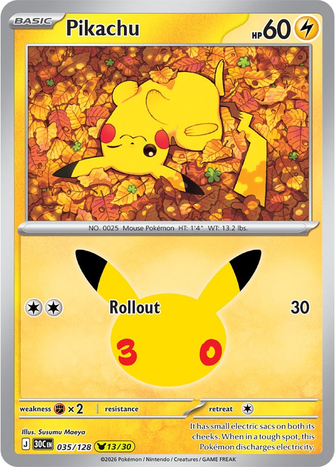 Pikachu 35/128 — 30th Celebration Pokémon card
