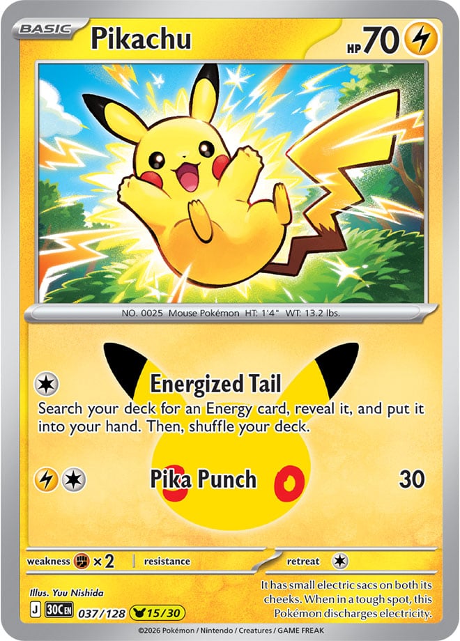 Pikachu 37/128 — 30th Celebration Pokémon card