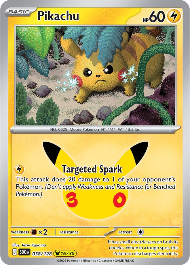 Pikachu 38/128 — 30th Celebration Pokémon card