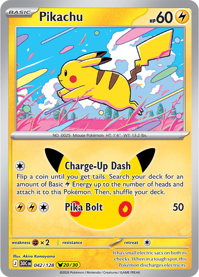 Pikachu 42/128 — 30th Celebration Pokémon card