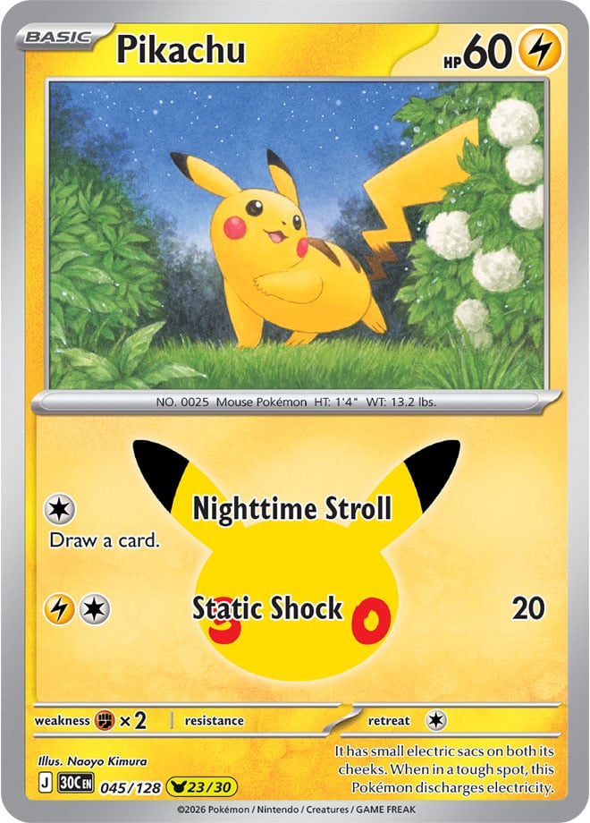 Pikachu 45/128 — 30th Celebration Pokémon card