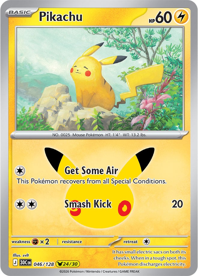 Pikachu 46/128 — 30th Celebration Pokémon card