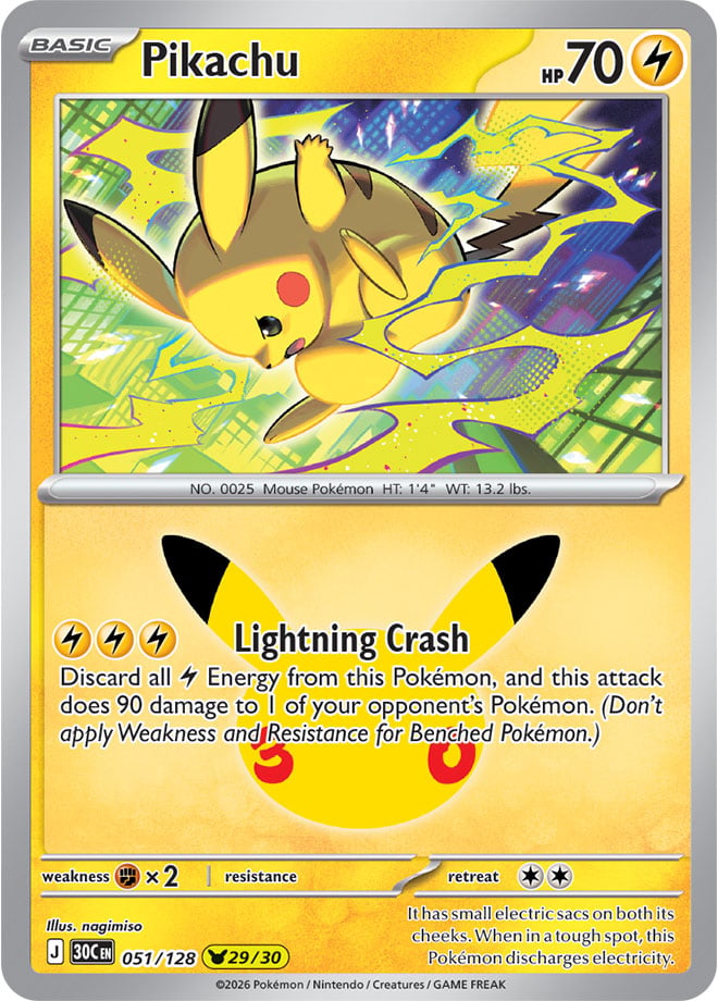 Pikachu 51/128 — 30th Celebration Pokémon card
