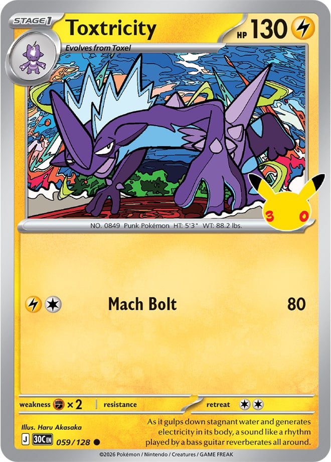 Toxtricity 59/128 — 30th Celebration Pokémon card