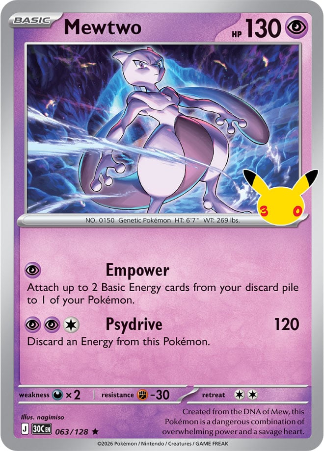 Mewtwo 63/128 — 30th Celebration Pokémon card