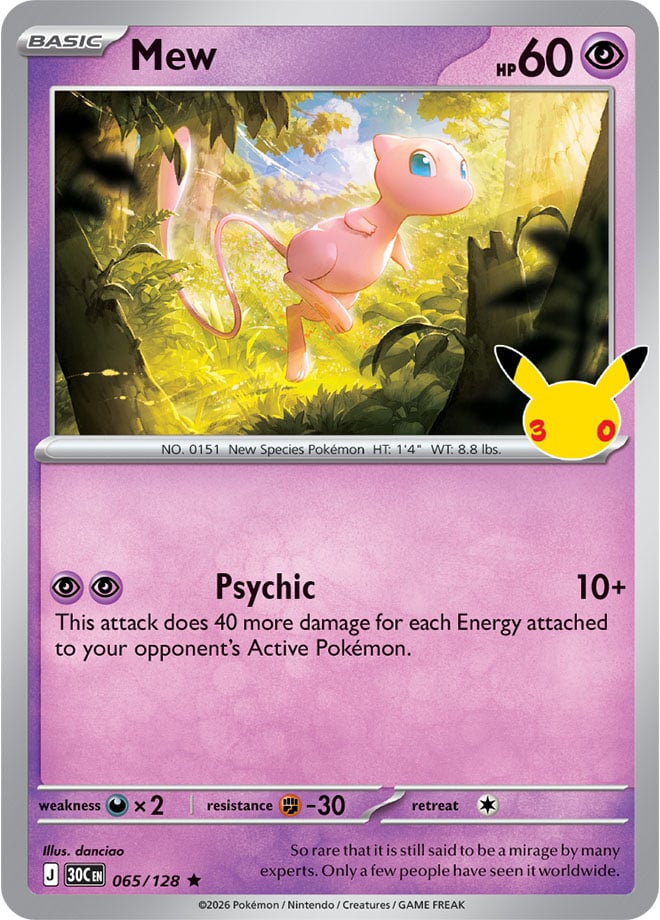 Mew 65/128 — 30th Celebration Pokémon card