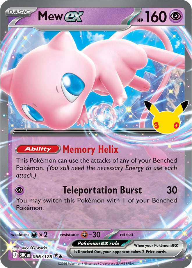 Mew ex 66/128 — 30th Celebration Pokémon card