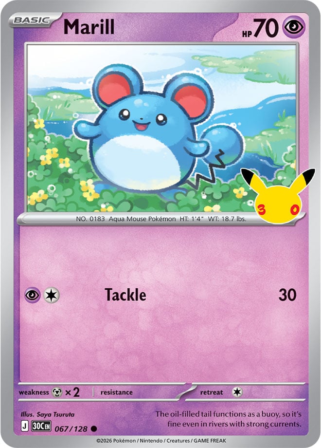 Marill 67/128 — 30th Celebration Pokémon card