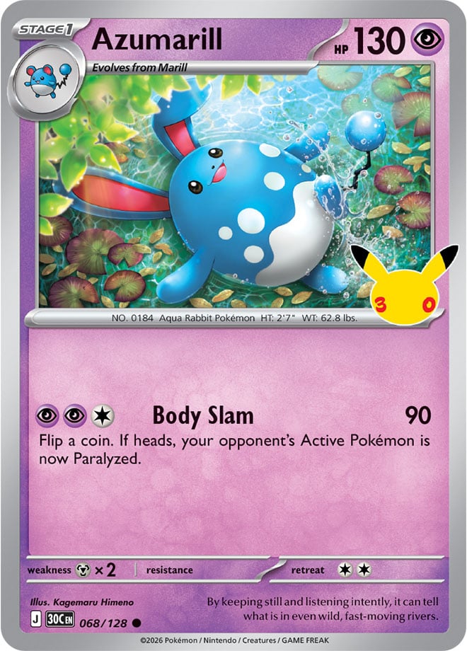 Azumarill 68/128 — 30th Celebration Pokémon card