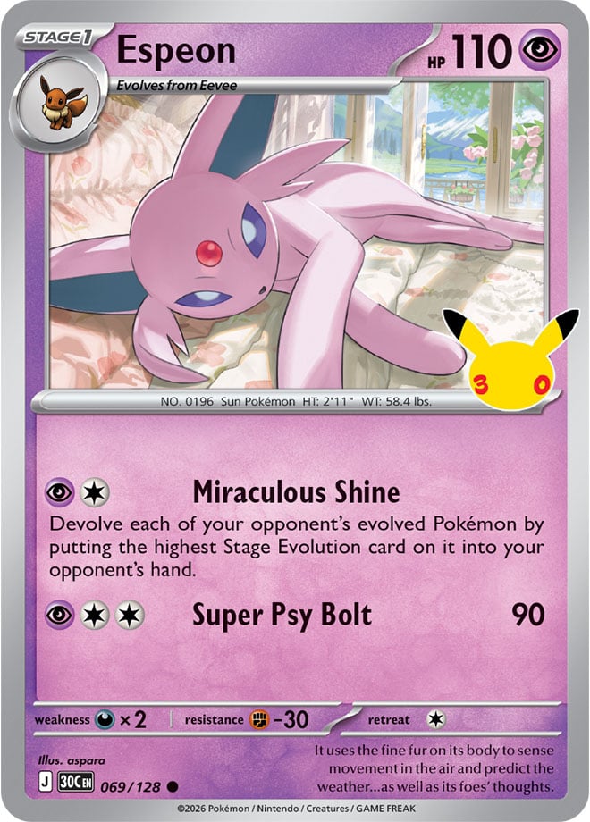 Espeon 69/128 — 30th Celebration Pokémon card