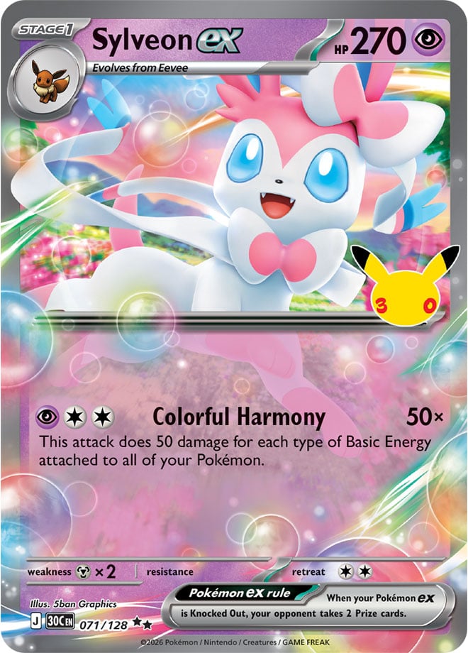 Sylveon ex 71/128 — 30th Celebration Pokémon card