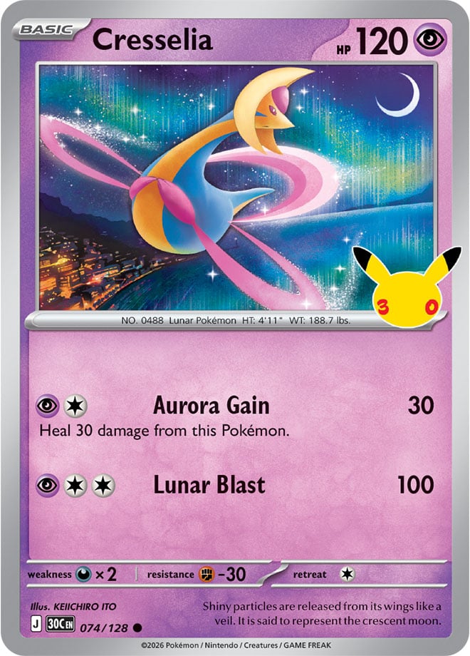 Cresselia 74/128 — 30th Celebration Pokémon card