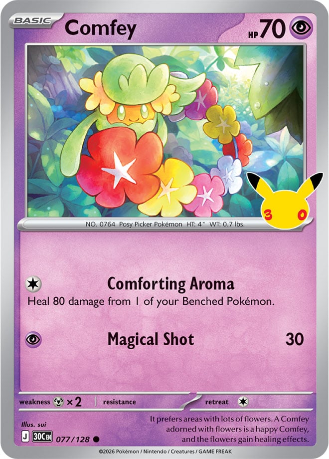 Comfey 77/128 — 30th Celebration Pokémon card