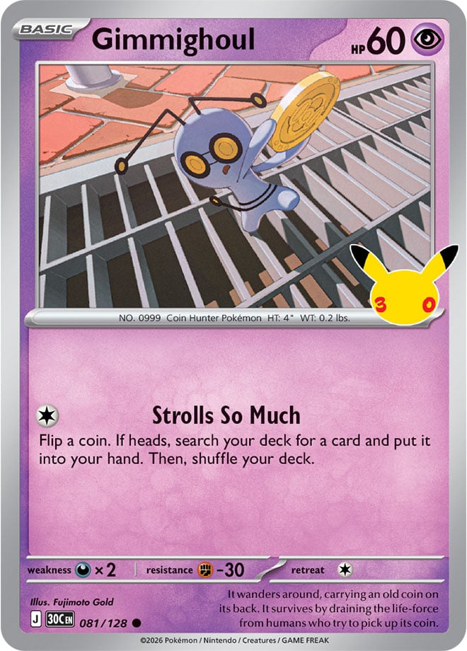 Gimmighoul 81/128 — 30th Celebration Pokémon card