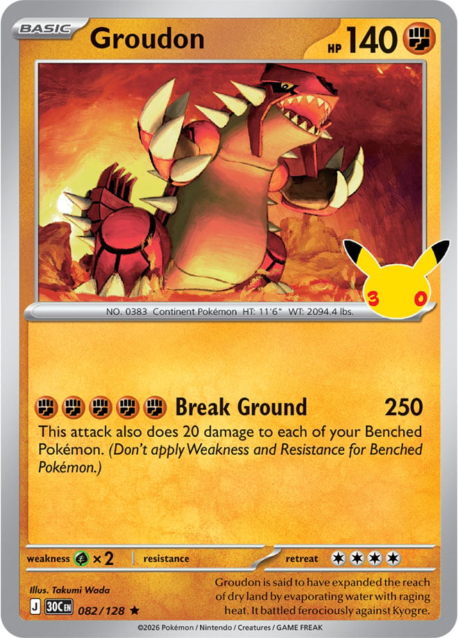 Groudon 82/128 — 30th Celebration Pokémon card