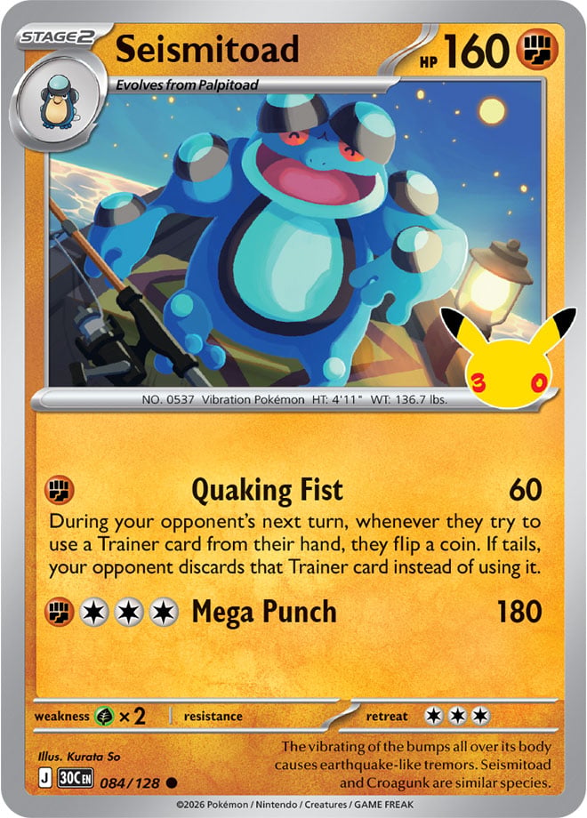 Seismitoad 84/128 — 30th Celebration Pokémon card